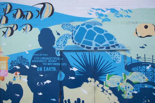 History of Coney Island and Brooklyn Aquarium - mural wall