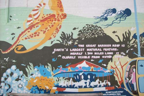 History of Coney Island and Brooklyn Aquarium - mural wall