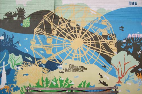 History of Coney Island and Brooklyn Aquarium - mural wall