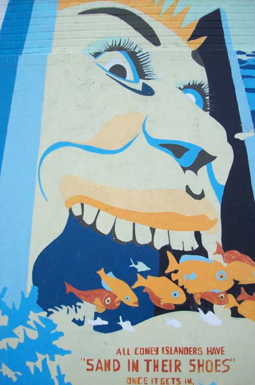 History of Coney Island and Brooklyn Aquarium - mural wall
