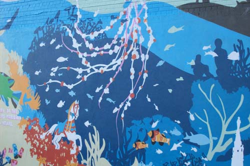 History of Coney Island and Brooklyn Aquarium - mural wall